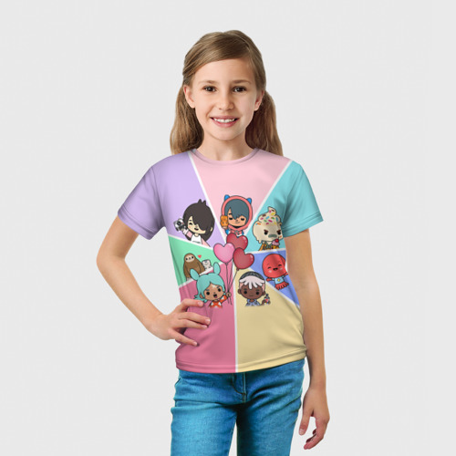 Детская 3D футболка с принтом TOCA BOCA WORLD HEROES / ТОКА  БОКА, вид сбоку #3