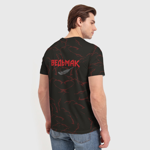 Мужская футболка 3D с принтом Кровь дракона и смелый Ведьмак, вид сзади #2