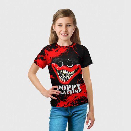Детская 3D футболка с принтом ХАГГИ ВАГГИ ( Poppy Playtime), вид сбоку #3