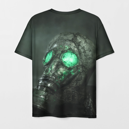 Мужская 3D футболка с принтом Chernobylite-маска, вид сзади #1