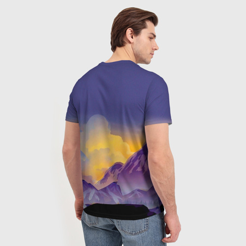 Мужская 3D футболка с принтом Эпичный Картман в горах | Южный Парк, вид сзади #2