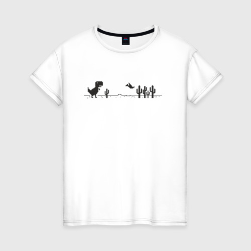 Женская футболка с принтом Game over Google dino, вид спереди #2