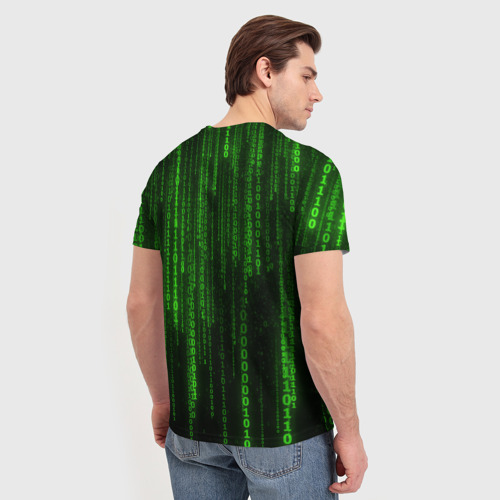 Мужская футболка 3D с принтом Матрица двоичный код, вид сзади #2