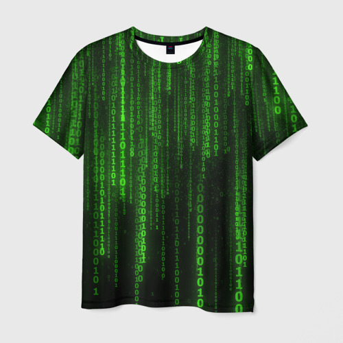Мужская футболка 3D с принтом Матрица двоичный код, вид спереди #2