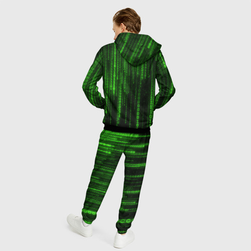Мужской 3D костюм с принтом Матрица двоичный код, вид сзади #2