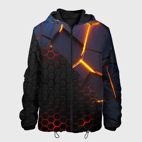 Мужская куртка 3D с принтом 3D разлом и стальная броня популярные текстуры, вид спереди #2