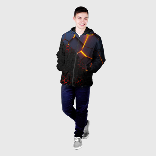 Мужская куртка 3D с принтом 3D разлом и стальная броня популярные текстуры, фото на моделе #1