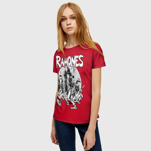 Женская 3D футболка с принтом BW Ramones, фото на моделе #1