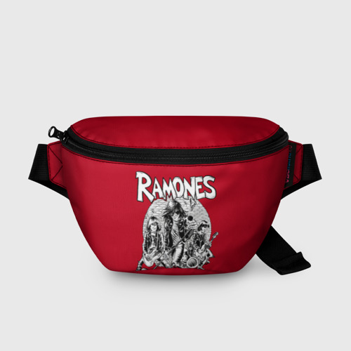 Поясная сумка 3D с принтом BW Ramones, вид спереди #2