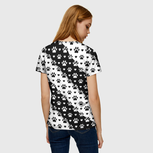 Женская футболка 3D с принтом Следы от Лап, вид сзади #2