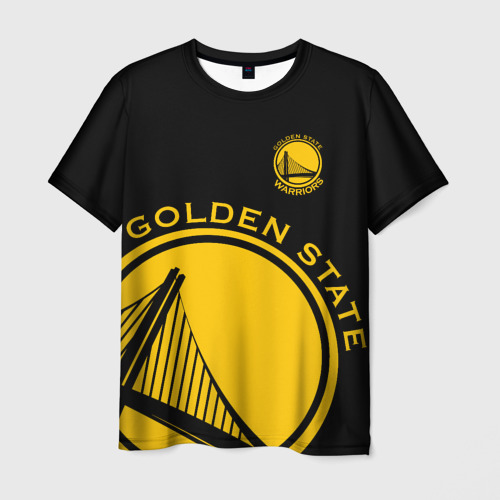 Мужская футболка 3D с принтом Golden state warriors лого, вид спереди #2