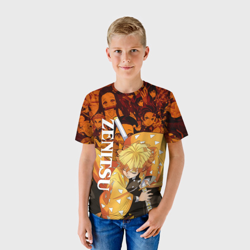 Детская футболка 3D с принтом Зенитцу, Клинок рассекающий демонов, фото на моделе #1