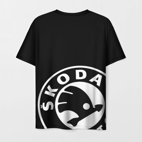 Мужская 3D футболка с принтом SKODA BLACK & WHITE STYLE, вид сзади #1