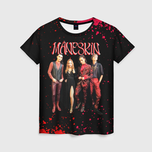 Женская футболка 3D с принтом Maneskin Лунный свет, рок - группа, вид спереди #2