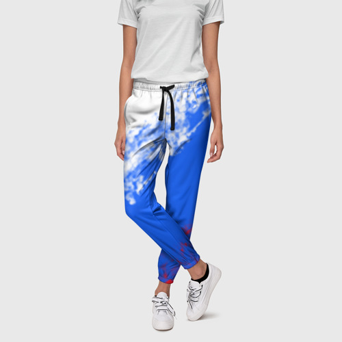 Женские брюки 3D с принтом Флаг РФ триколор, фото на моделе #1
