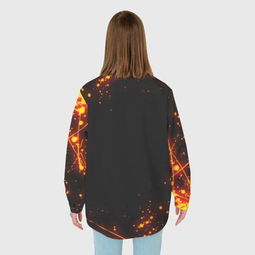 Женская рубашка oversize 3D с принтом Огненный Крипер: Майнкрафт, вид сзади #2