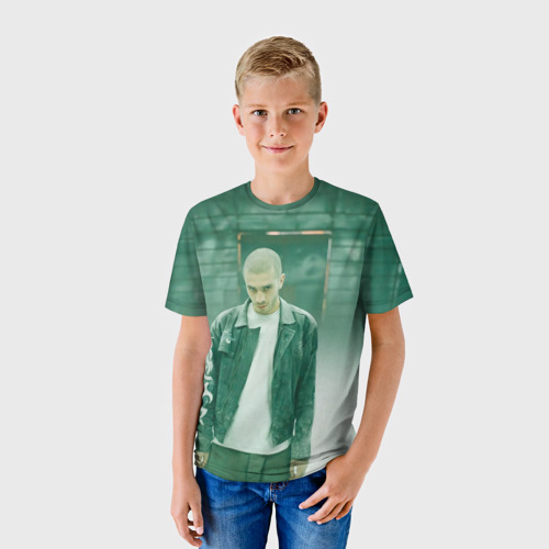 Детская футболка 3D с принтом Хаски в комнате, фото на моделе #1