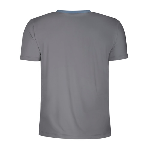 Мужская футболка 3D спортивная с принтом Задумчивый Хаски, вид сзади #1