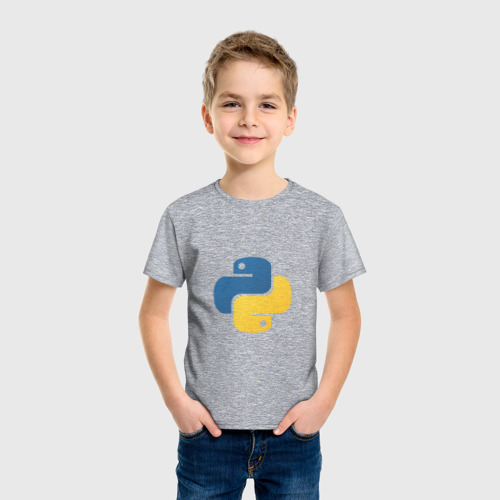 Детская футболка хлопок с принтом Python язык, фото на моделе #1
