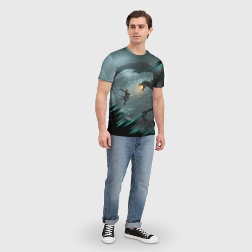 Мужская футболка 3D с принтом TES Fus ro dah dragon, вид сбоку #3