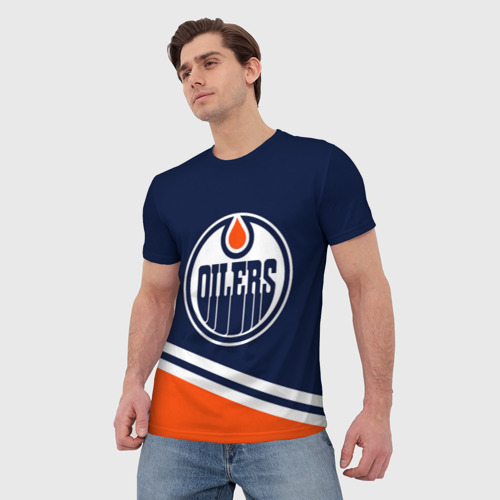 Мужская футболка 3D с принтом Edmonton Oilers | Эдмонтон Ойлерз, фото на моделе #1