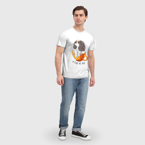Мужская футболка 3D с принтом Кавалер Кинг Чарльз Спаниель, вид сбоку #3