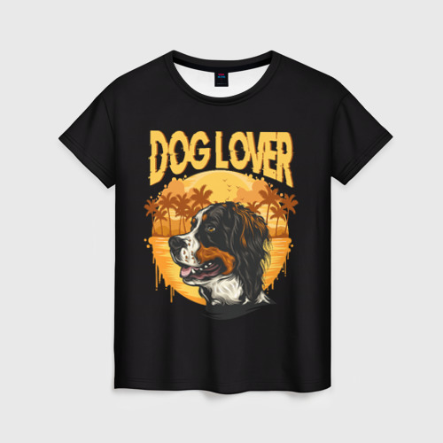Женская футболка 3D с принтом Любитель Собак (Dog Lover), вид спереди #2