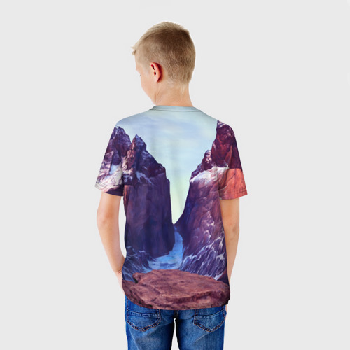 Детская футболка 3D с принтом Русский витязь против зла, вид сзади #2