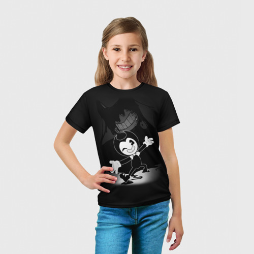 Детская футболка 3D с принтом Bendy - Бенди игра, вид сбоку #3