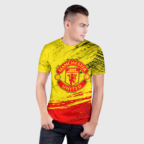 Мужская футболка 3D Slim с принтом Manchester United Футбольный клуб, фото на моделе #1