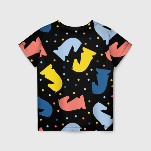 Детская 3D футболка с принтом Шахматные фигуры цветные, вид сзади #1