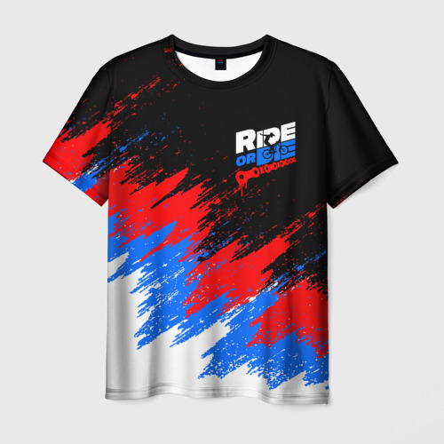 Мужская футболка 3D с принтом Ride or Die Russia extreme, вид спереди #2