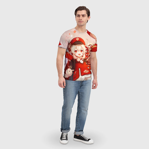 Мужская футболка 3D с принтом Кли - Геншин импакт, вид сбоку #3