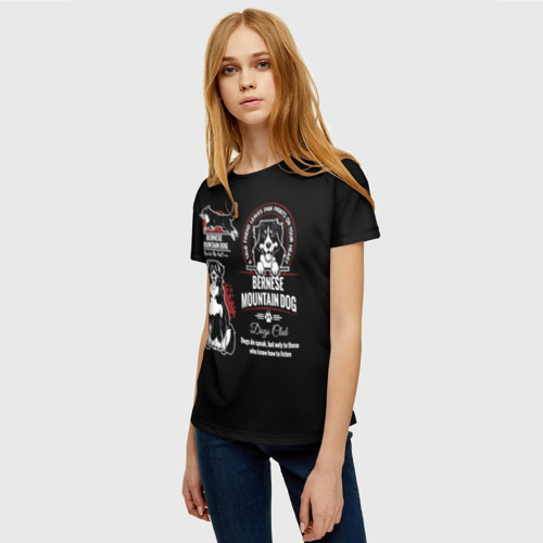 Женская футболка 3D с принтом Собака Бернский Зенненхунд, фото на моделе #1