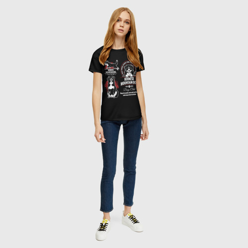 Женская футболка 3D с принтом Собака Бернский Зенненхунд, вид сбоку #3