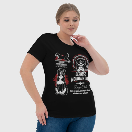 Женская футболка 3D с принтом Собака Бернский Зенненхунд, фото #4