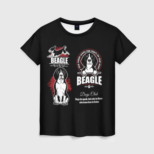 Женская 3D футболка с принтом Собака Бигль, вид спереди #2