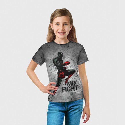Детская футболка 3D с принтом MIX FIGHT, вид сбоку #3