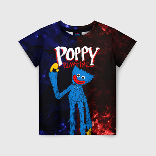Детская 3D футболка с принтом Poppy Playtime Huggy Wuggy, вид спереди #2