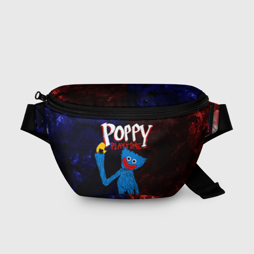 Поясная сумка 3D с принтом Poppy Playtime Huggy Wuggy, вид спереди #2