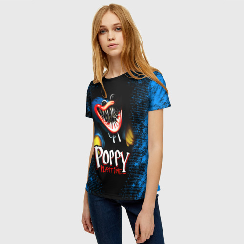 Женская футболка 3D с принтом POPPY PLAYTIME | ХАГГИ ВАГГИ | ПОППИ ПЛЕЙТАЙМ, фото на моделе #1