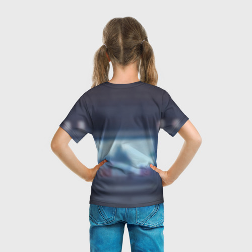 Детская футболка 3D с принтом Камисато Аяка в примогеме, вид сзади #2