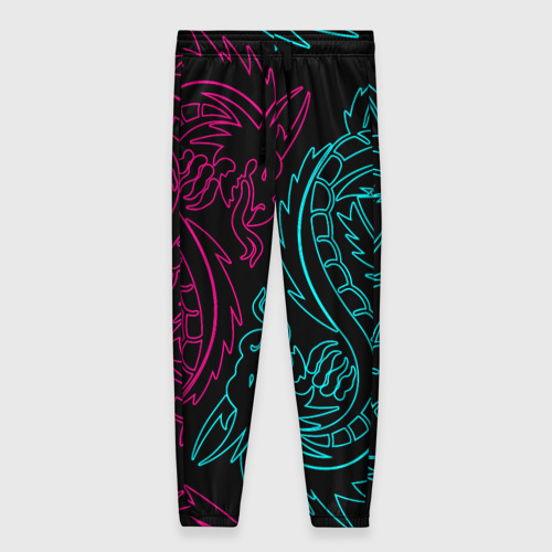 Женские брюки 3D с принтом Неоновые драконы neon dragon, вид спереди #2