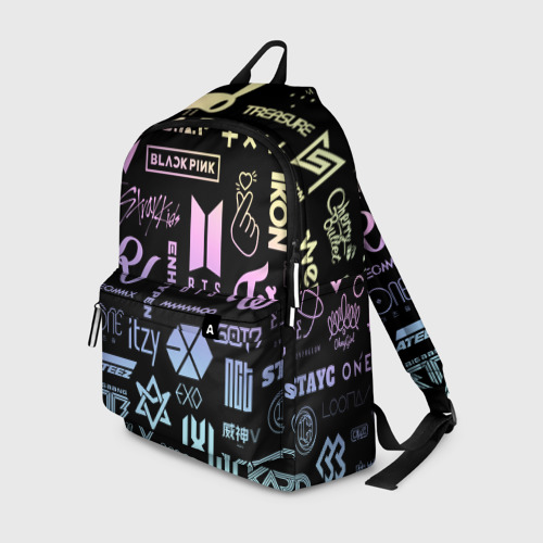 Рюкзак 3D с принтом K-pop лого исполнителей, вид спереди #2