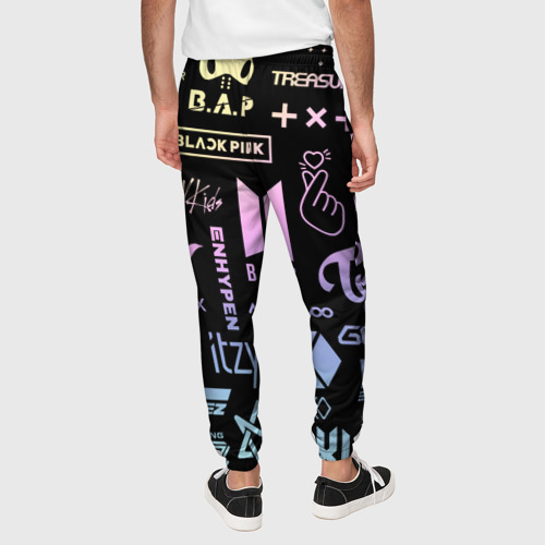 Мужские брюки 3D с принтом K-pop лого исполнителей, вид сзади #2