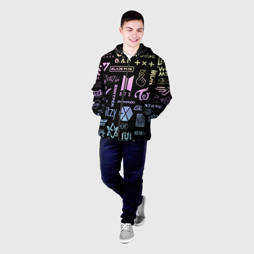 Мужская куртка 3D с принтом K-pop лого исполнителей, фото на моделе #1