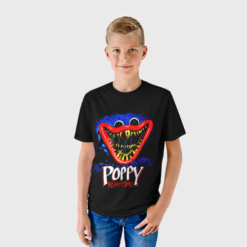 Детская 3D футболка с принтом POPPY PLAYTIME,  ХАГГИ ВАГГИ ПОППИ ПЛЕЙТАЙМ, фото на моделе #1