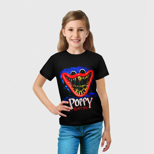 Детская 3D футболка с принтом POPPY PLAYTIME,  ХАГГИ ВАГГИ ПОППИ ПЛЕЙТАЙМ, вид сбоку #3
