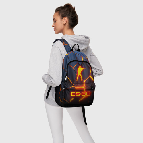 Рюкзак 3D с принтом CS GO огненный 3D разлом neon hexagon skin, фото #4