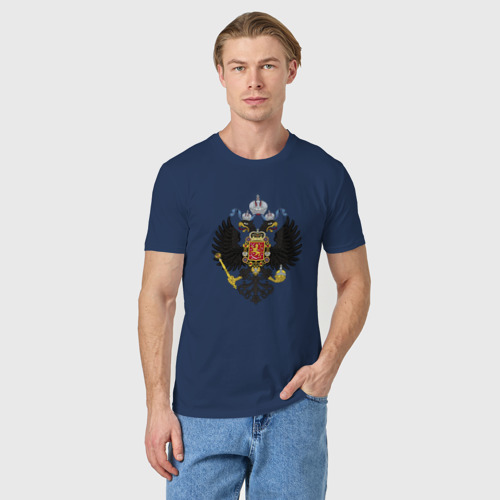 Мужская футболка хлопок с принтом Черный орел Российской империи, фото на моделе #1